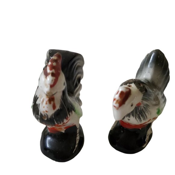Rooster Chicken Salt and Pepper Shakers Lot of 2 Vintage Japan - Picture 4 of 8